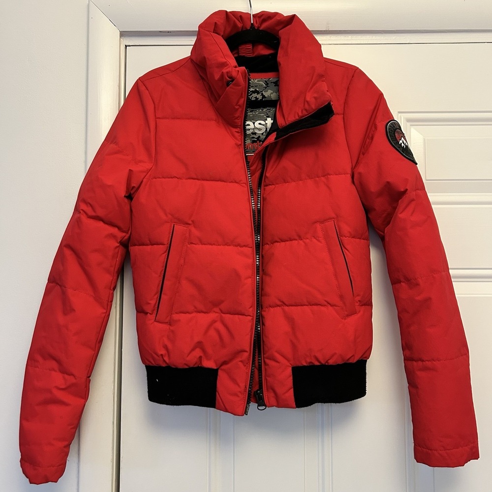 SUPERDRY Everest The Ella Bomber Women's Jacket Ski Coat Size XS Red Full Zip